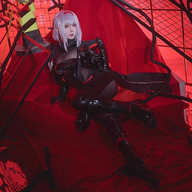 لعبة آلهة النصر: أزياء نيكي القرمزي التأثيرية القرمزي: شعر مستعار الظل الأسود كيمونو لزي كرنفال الهالوماس