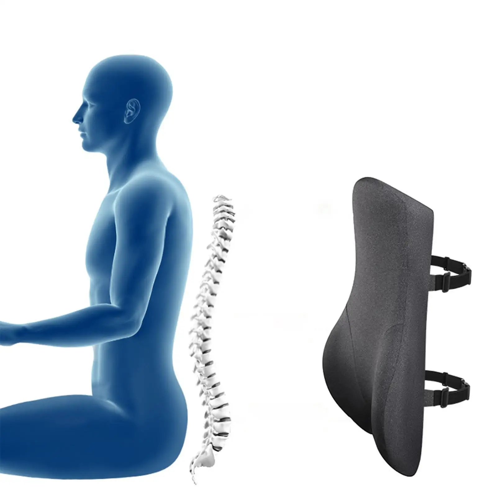 Lumbar Support Pillow Memory Foam Back Cushion Ergonomic Backrest for Home Recliner Car Rest Computer Seat Office Desk Chair