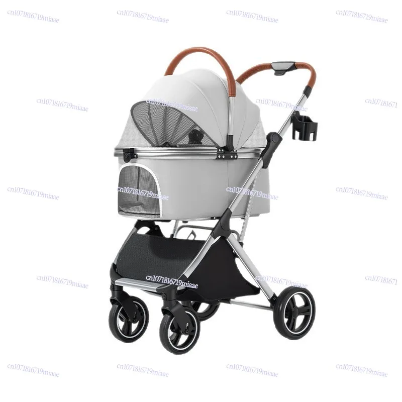Pet stroller lightweight and foldable portable dog outing stroller small and medium-sized dog aluminum alloy car