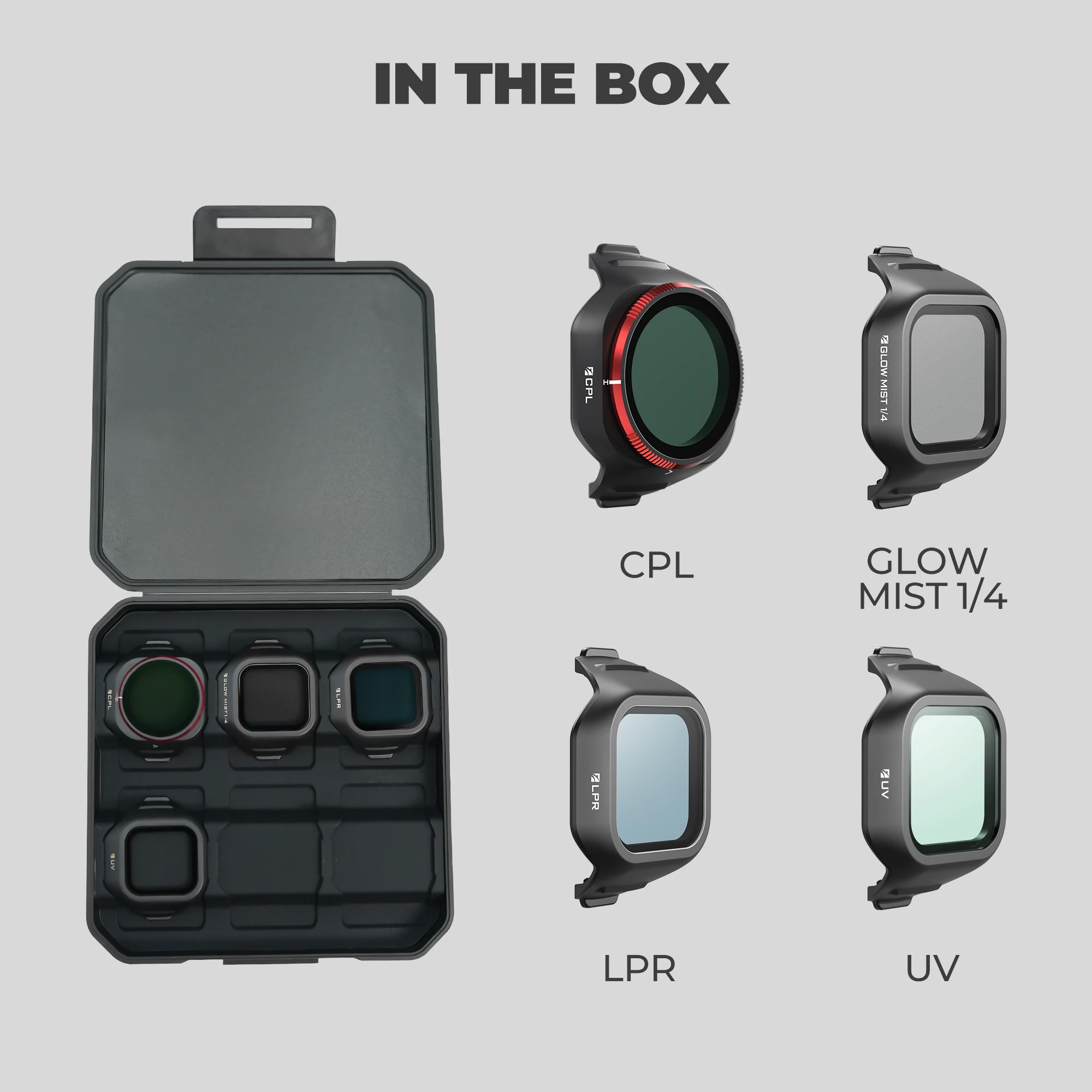 DJI Mini 5 Pro용 Freewell Everyday 4팩 필터, UV, CPL, LPR 및 글로우 미스트 1/4 드론 필터 액세서리 포함