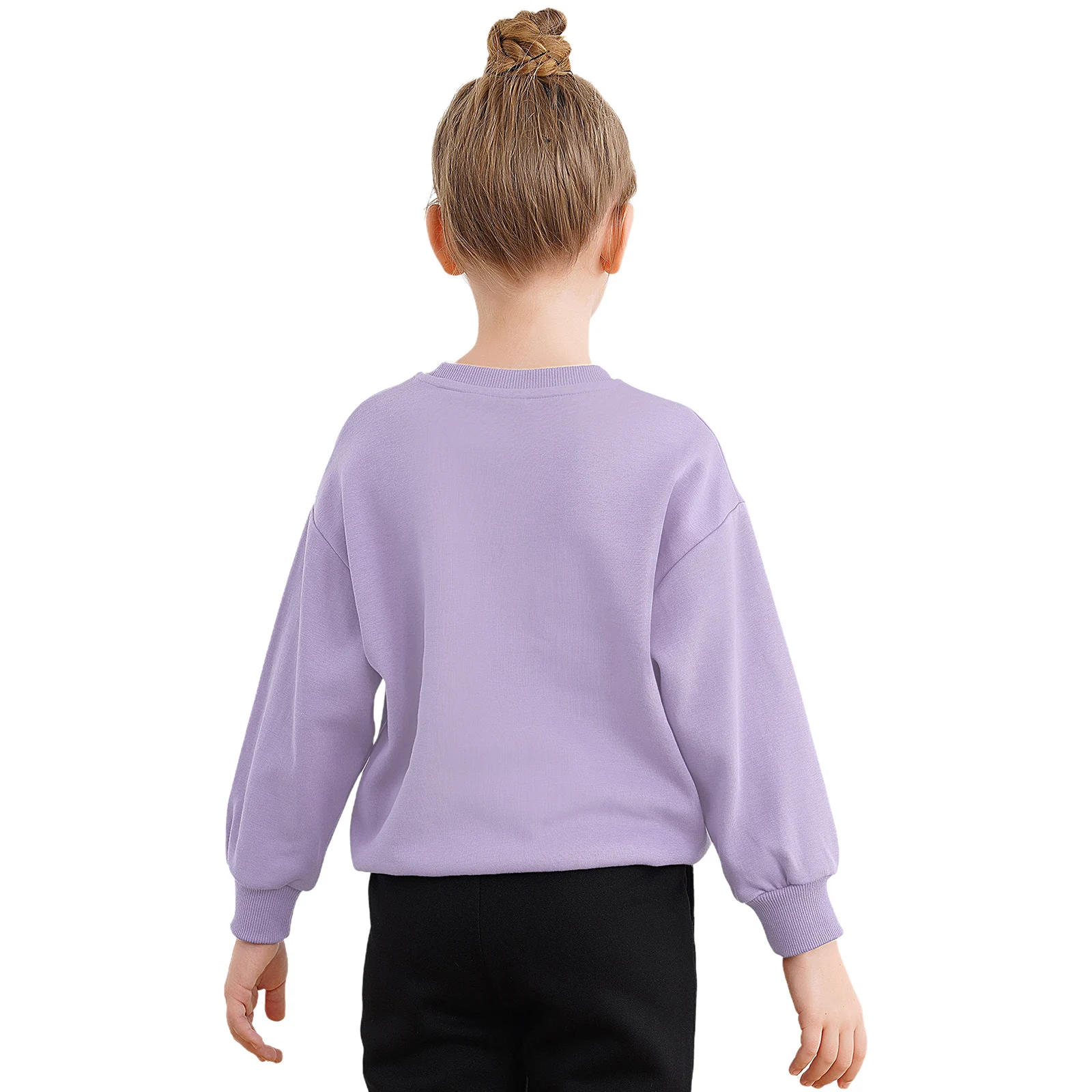 Kids Unisex Solid Color Sweatshirt Casual Round Neck Long Sleeve Pullover Top Skateboarding Camping Costume