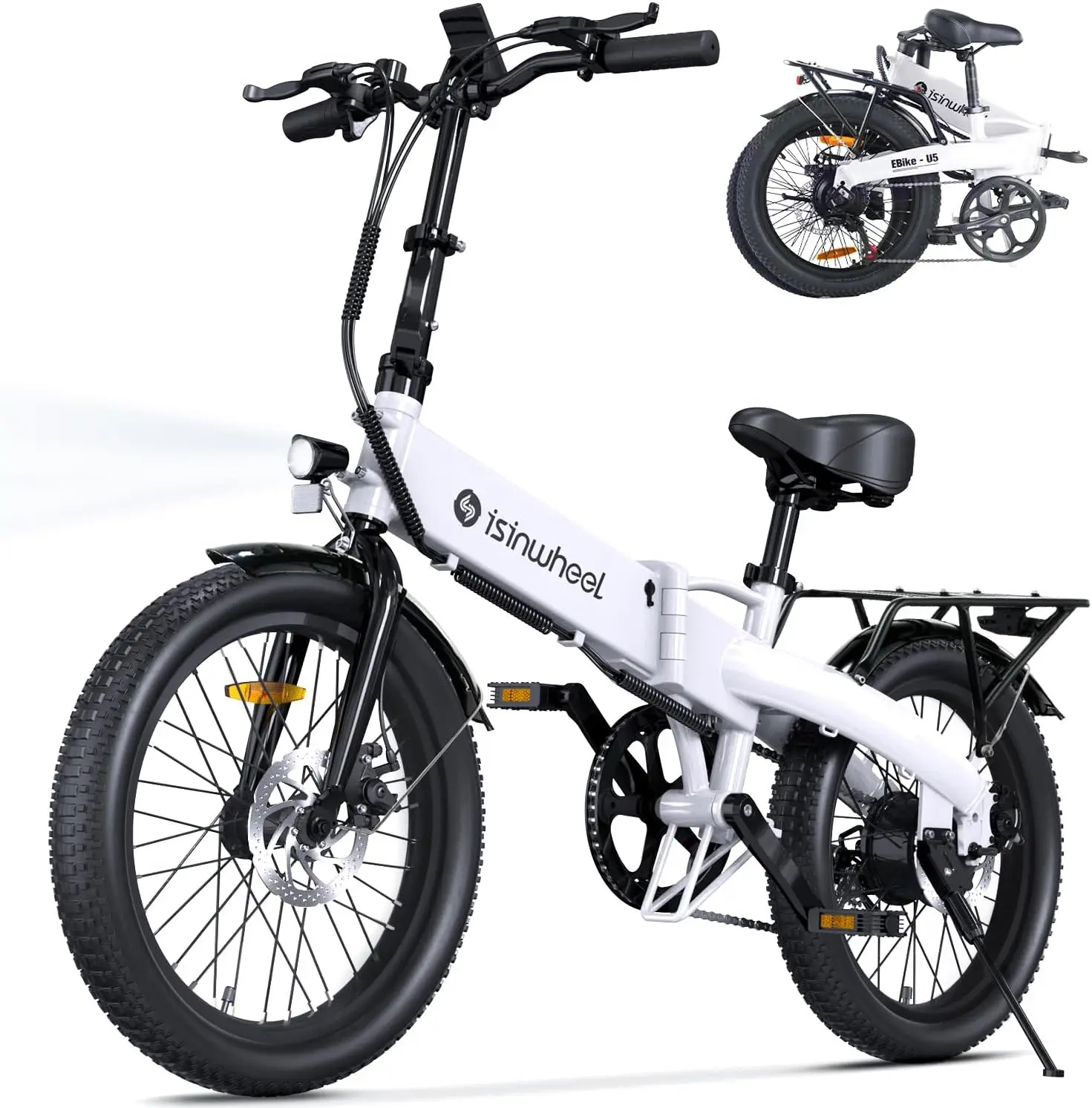 

U5 Electric Bike Adult 500W, 20" Folding Bikes, 20MPH Max Range 45+ Mile, 48V Removable Battery, Weighs Only 48.5lbs