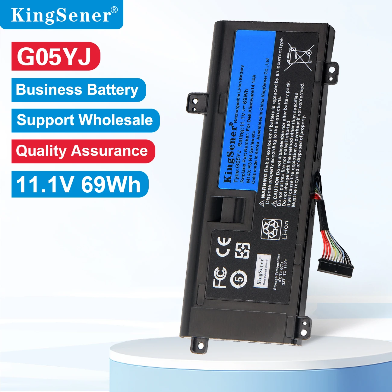 

KingSener G05YJ Laptop Battery For DELL Alienware 14 A14 M14X R3 R4 Series P39G Alienware 14D-1528 GO5YJ Y3PN0 8X70T 69WH