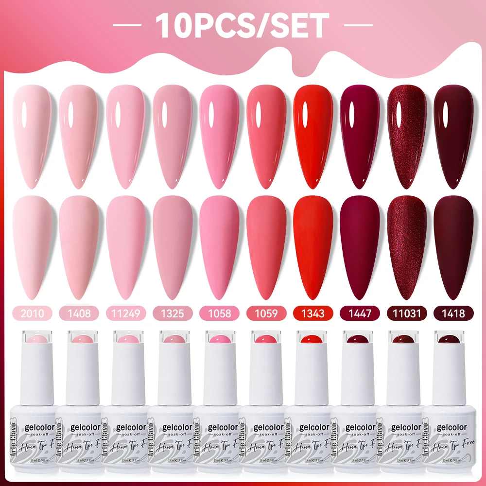 Arte Clavo 10Pcs/Set Fall Shine Finish Semi Permanent Glitter Sequins GEL Nail Polish Set Kit Soak Off Uv Varnish Nail Art