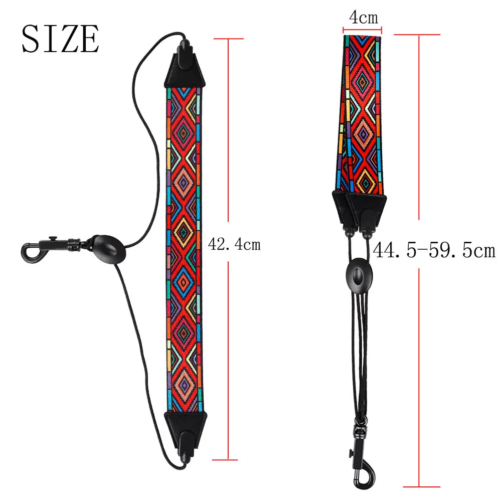 الآلات الموسيقية ساكس حزام الرقبة حزام قابل للتعديل مريح سميك ل ساكس باس الكلارينيت متعدد الألوان لينة مبطن حزام #4