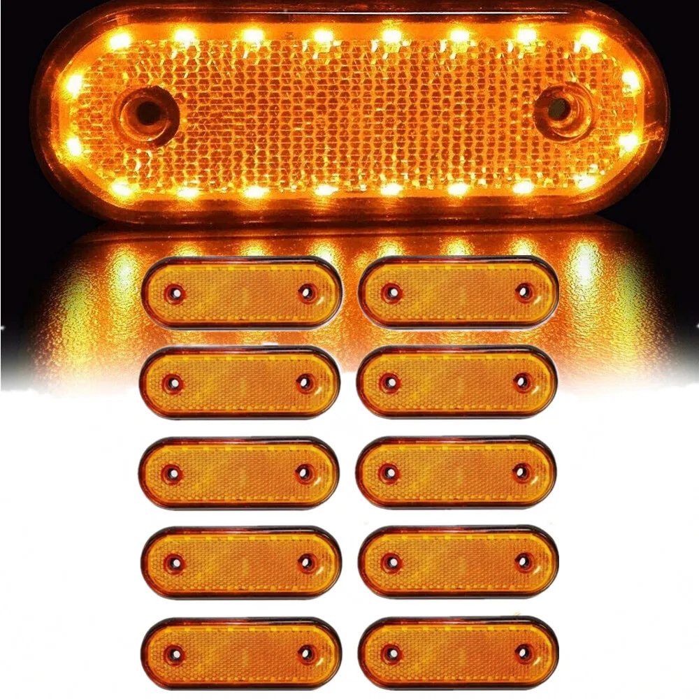 

10PCS 20 LED Oval Clearance Side Marker Lights Position Truck Trailer Lorry Light Car Caravan Indicator Tail Light 12V 24V