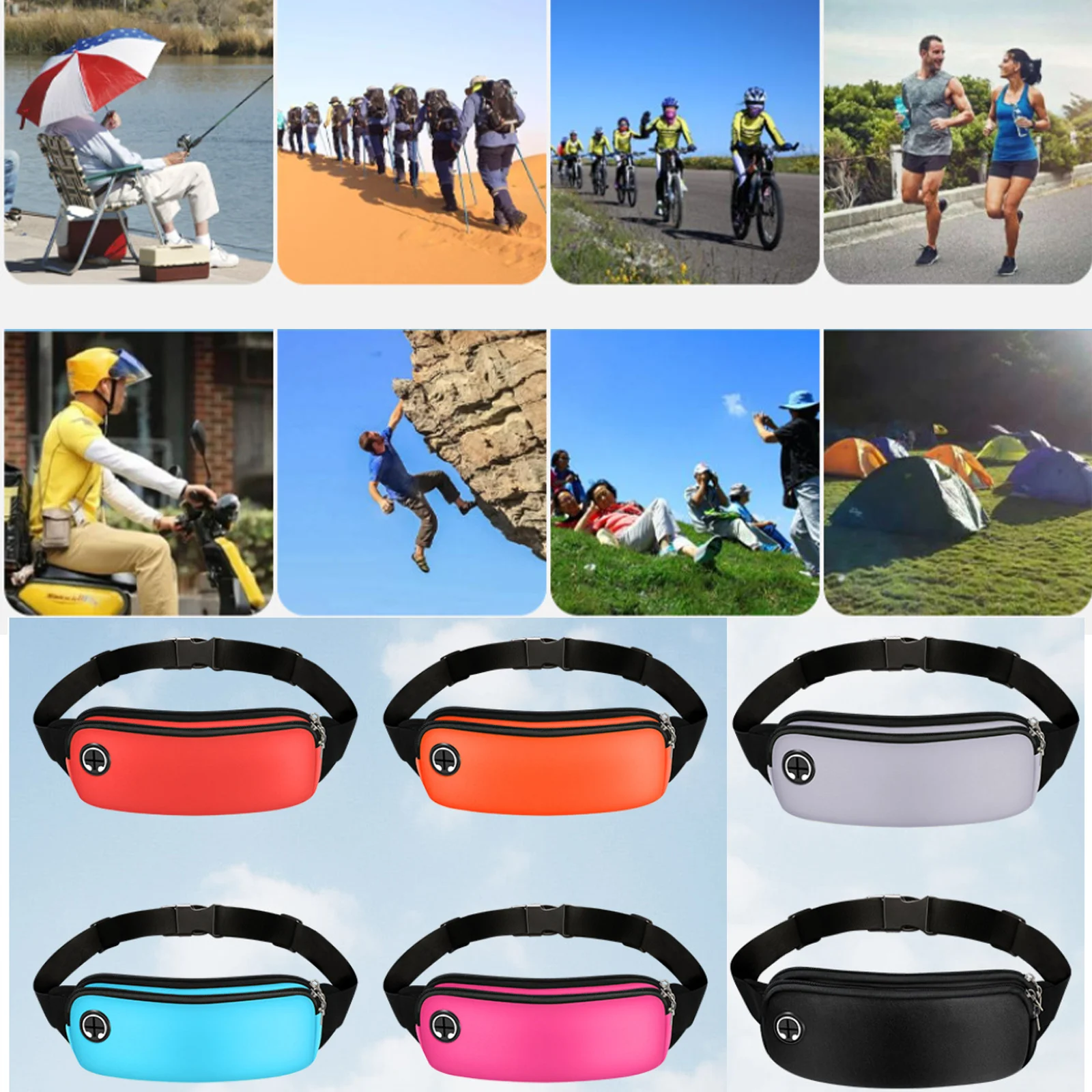 Sports Fanny Pack Women Running Waist Bag Waterproof Men Belt Pouch Mobile Phone Case Anti-theft Pocket Gym Cycling Accessories