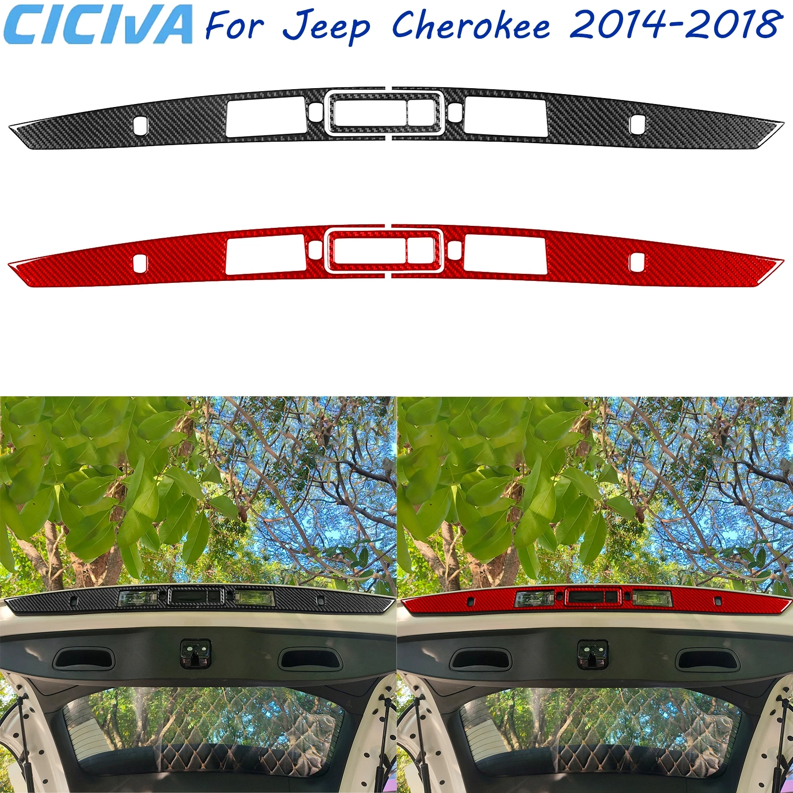 

For Jeep Cherokee 2014-2018 Auto Trunk Door Lighting Kit Real Carbon Fiber Car Decoration Accessory Sticker