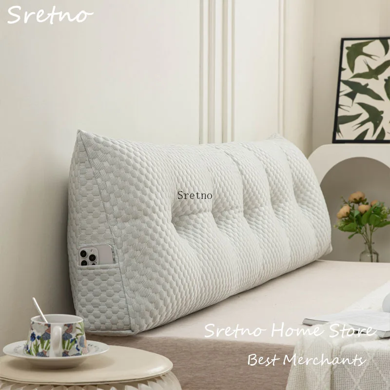 SRETNO Triangle Headboard Back Cushions, Large Backrest on The Bed Bedroom Waist Protection Cushion, Tatami Mat Home Decorations
