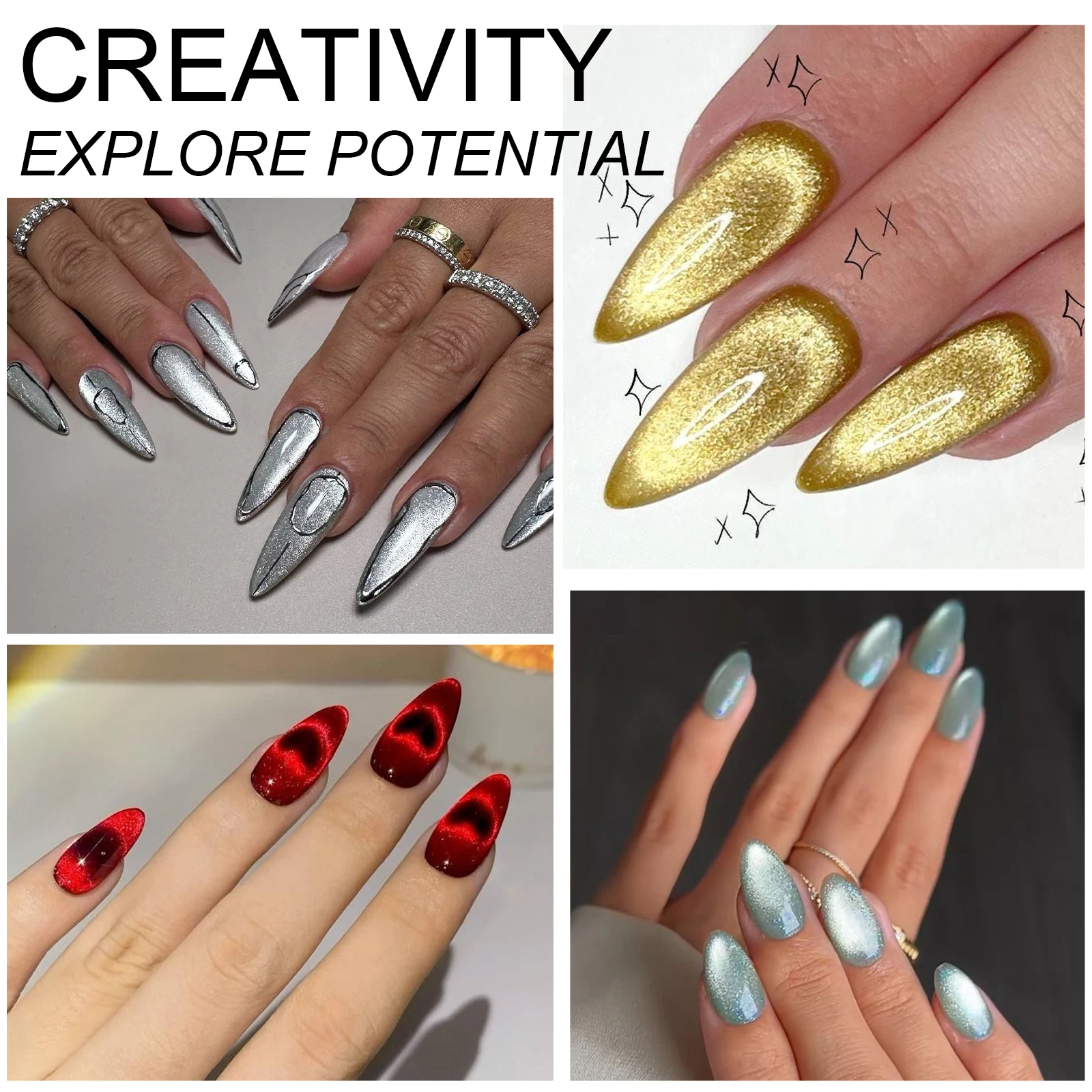 7.5 مللي النيكل الحرة القط العين هلام المجسم كريستال غرامة بريق دائم نقع الأشعة فوق البنفسجية/LED هلام البولندية الورنيش لتصميم مسمار الفن #4