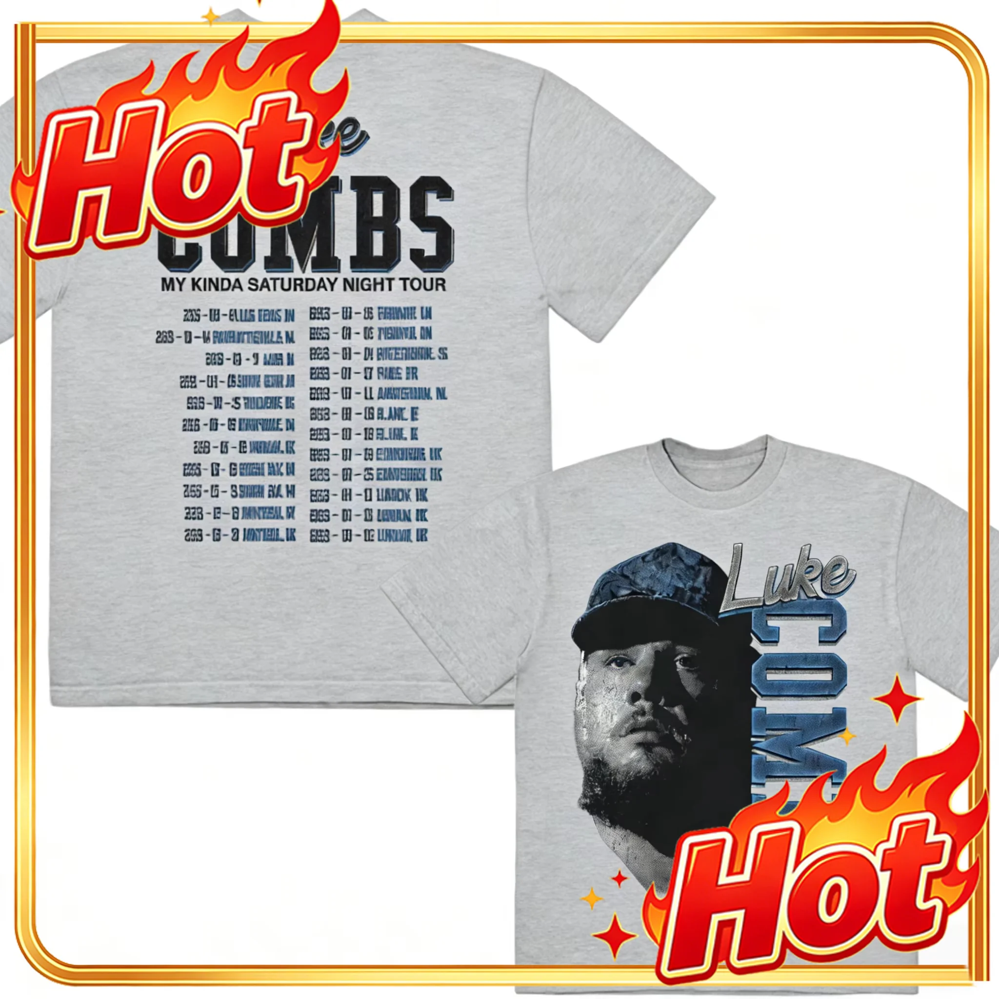 New My Kinda Saturday Night - 2026 Luke Combs TOUR Men's Clothing Women's T-Shirt Cotton Short Sleeve Y2k Popular Summer T Shirt