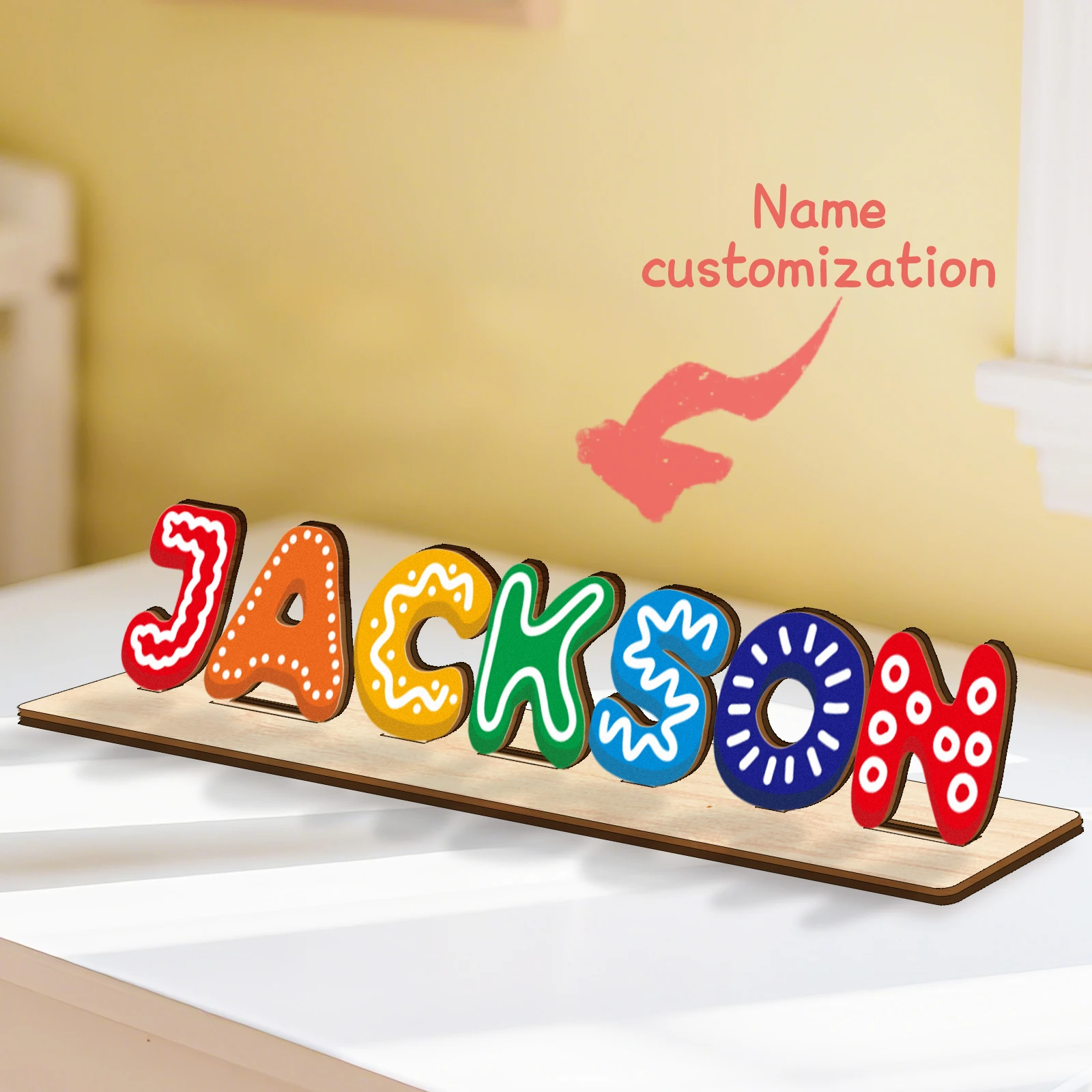 Creative Kids' Room Wooden Letter Puzzle Customized Name 3D Stereo Decoration for Kindergarten Birthday Gift Decoration