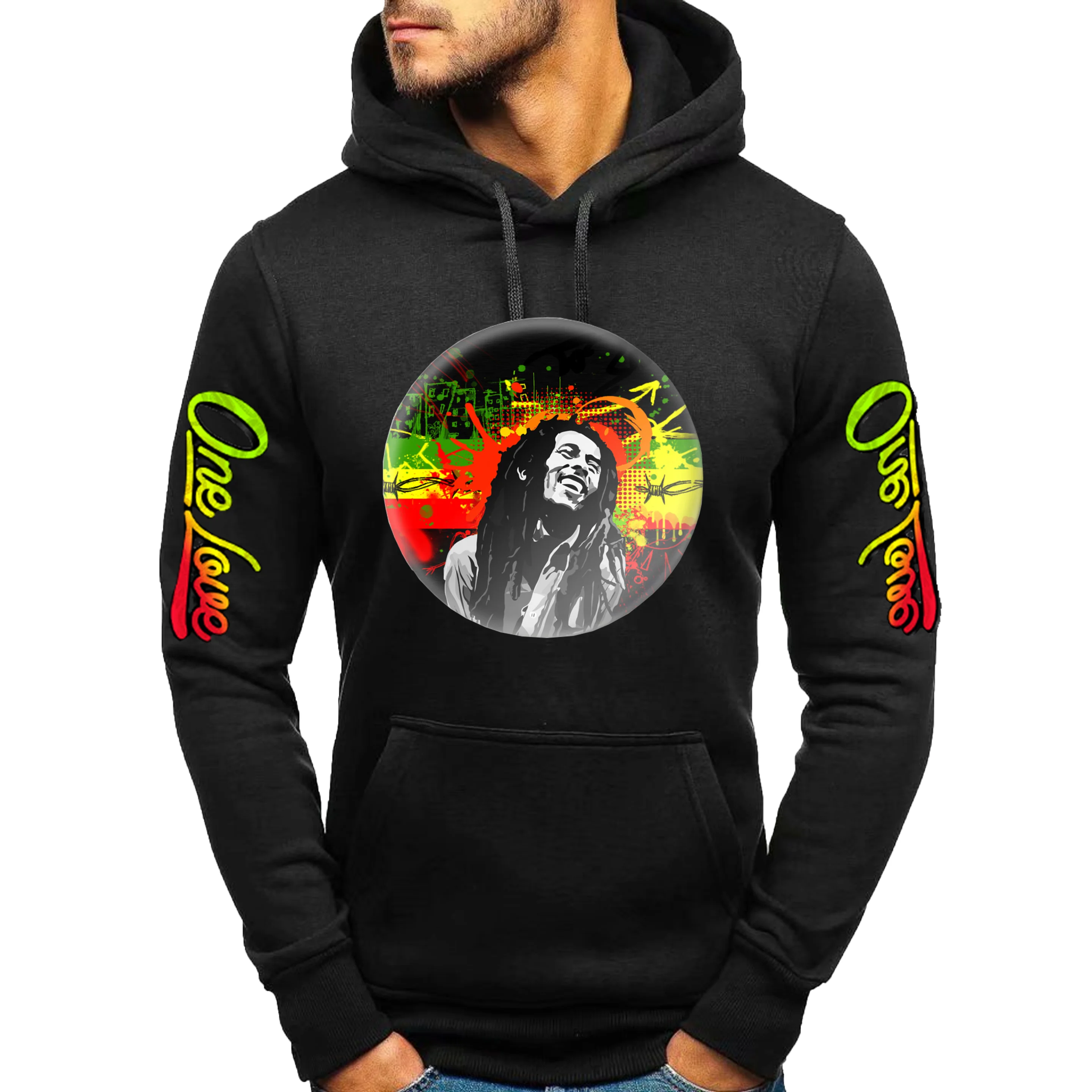 Bob Marley Fashion Activewear A Love Rasta Hoodie and Jogger Winter New Casual Unisex Pullover Sweatshirt Loose Long Sleeve Tops