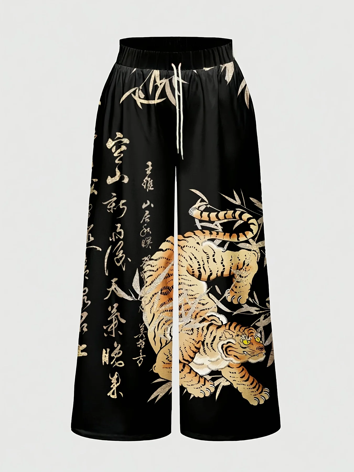 Trendy Tiger Graphic Pants Women Quick Dry Soft Fabric Elastic Drawstring Trousers Oriental Aesthetic Loose Baggy Pants for Kids