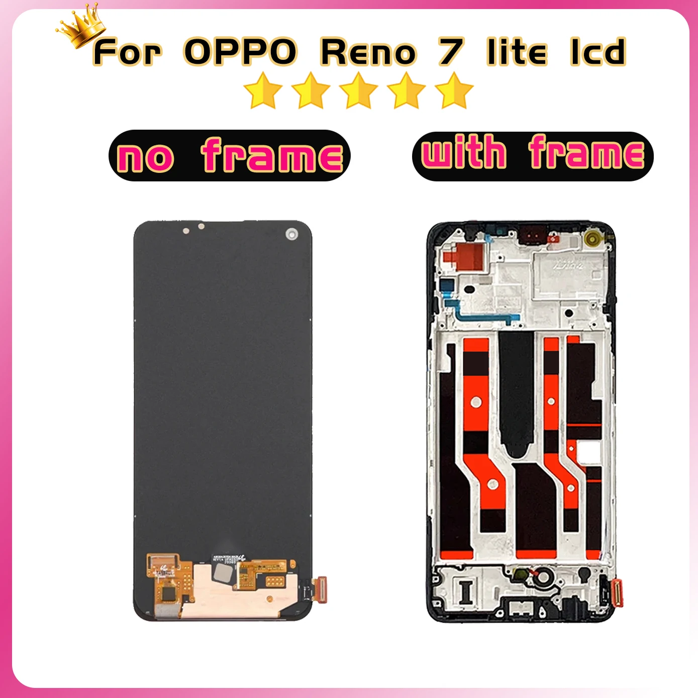 6.43 Inch Super AMOLED For Oppo Reno7 Lite LCD CPH2343 Display Touch Reno 7Lite Screen Digitizer Assembly No/With Frame