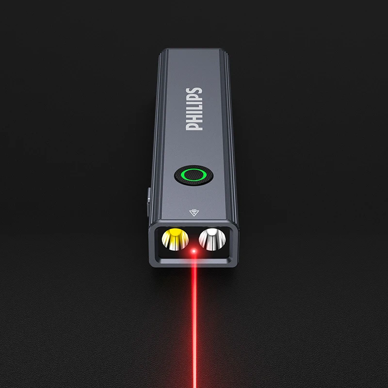 

Philips New 600LM Flashlight Supports 3 Type Dimming UV light, Red Laser, 365nm Purple Light, COB,Magnetic Function with a Clip