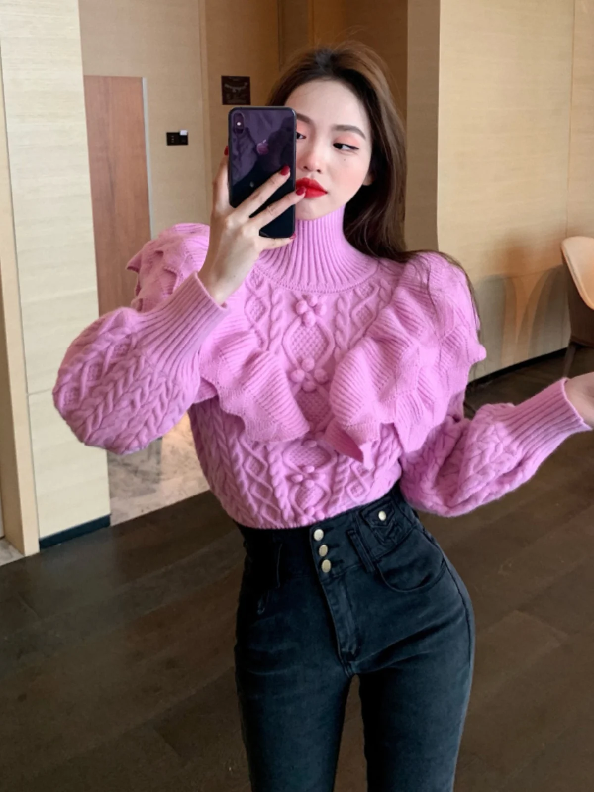 Loose Knitted High Collar Twist Sweater Women’s Faion Slim Fit Base irt Korean Sle Autumn Winter New Arrival 3 Loose Knitted High Collar Twist Sweater Women's Faion Slim Fit Base irt Korean Sle Autumn Winter New Arrival 3