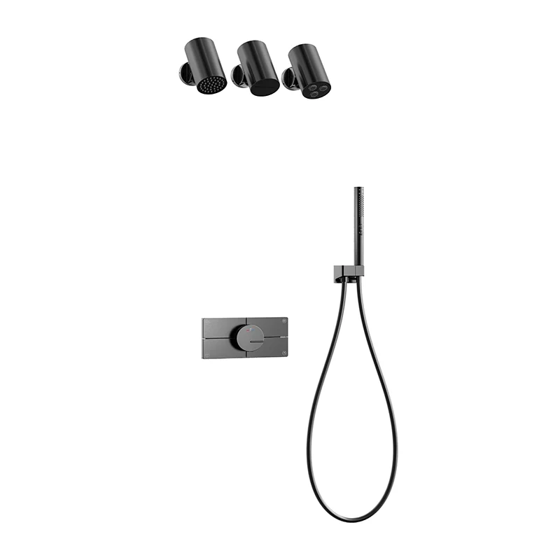 Aideal Ultimate Elegance Single Shower Set Integrated Concealed Brass Hot Cold Water Mixer Rain Massage Soft Jet Rotating Button