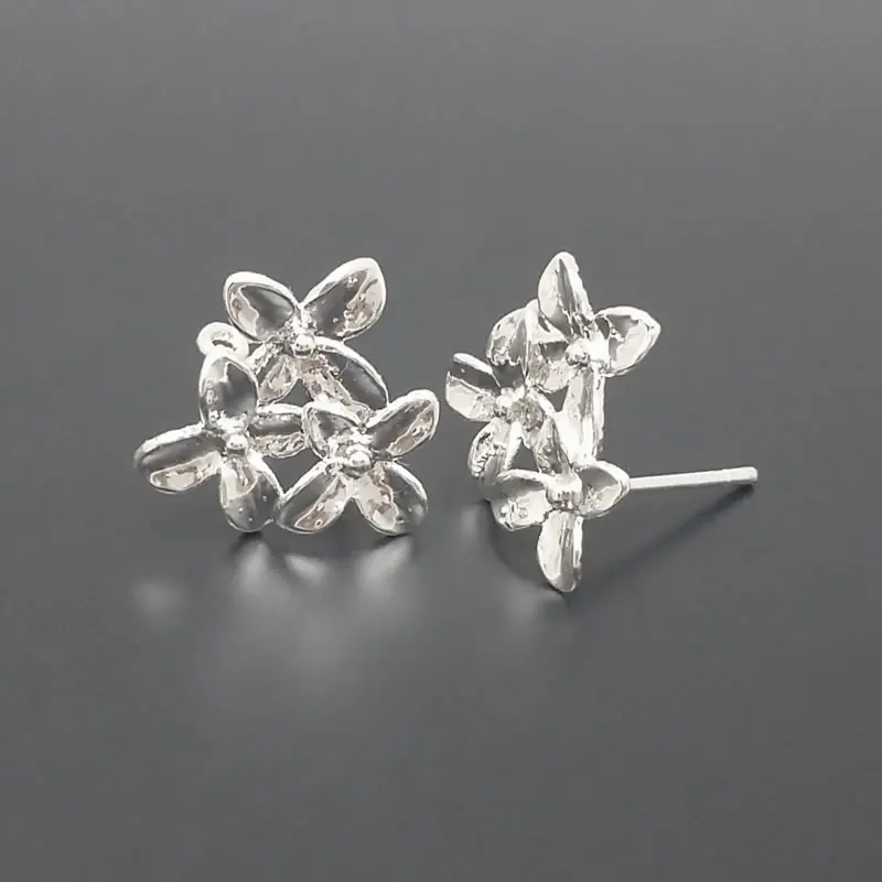 10PCS 16x14MM 18K Gold Color or Silver Color Brass Flower Stud Earrings Pins Jewelry Making Supplies Diy Findings Accessories