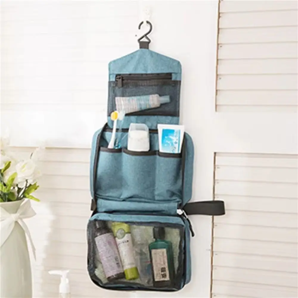 

Foldable Hanging Toiletry Bag Large Capacity Hanging Hook Men Makeup Case Portable Wet and Dry Travel Cosmetic Bag