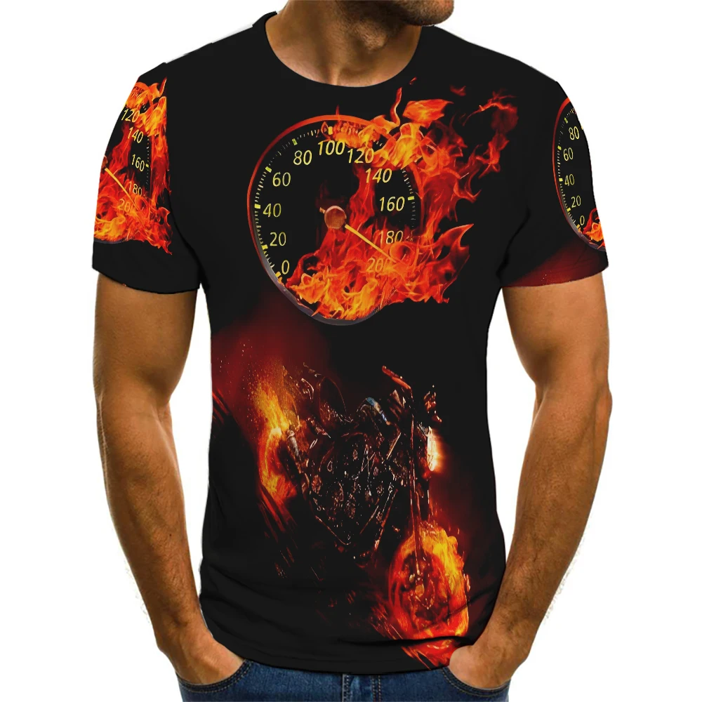 New Vintage Motorcycle Pattern T-shirt for Men 3d printed Cool Streetwear Summer Short sleeve Cyberpunk Style Tees Tops Clothin