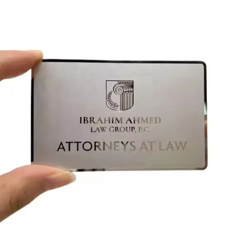 100pcs Customized Etched Stainless Steel Metal Business Personal Card ID card ,we have different colors material for you