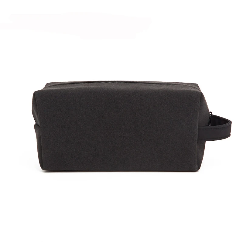 

5pcs Makeup Bags PU Leather Black Large Capacity Solid Travel Waterproof Protable Storage Bag With Wrist