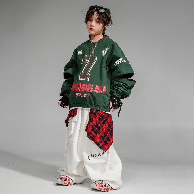 Tenue de scène Hip Hop pour filles, pantalon Cargo de Camouflage de danse de rue, pulls K-pop pour garçons, ensembles de vêtements de Jazz pour enfants, Streetwear pour enfants