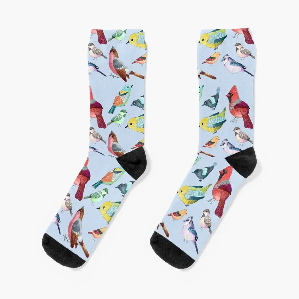 Cute Colorful Birds Socks Antiskid soccer warm winter Ladies Socks Men's