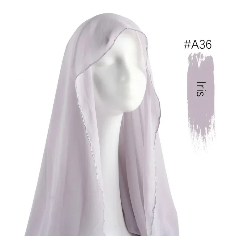 Premium Embroidered Chiffon Hijab Scarf Veil Chiffon Shawl for Women Muslim Hijabs Hair Turbans for Women Foulard Femme Hijab