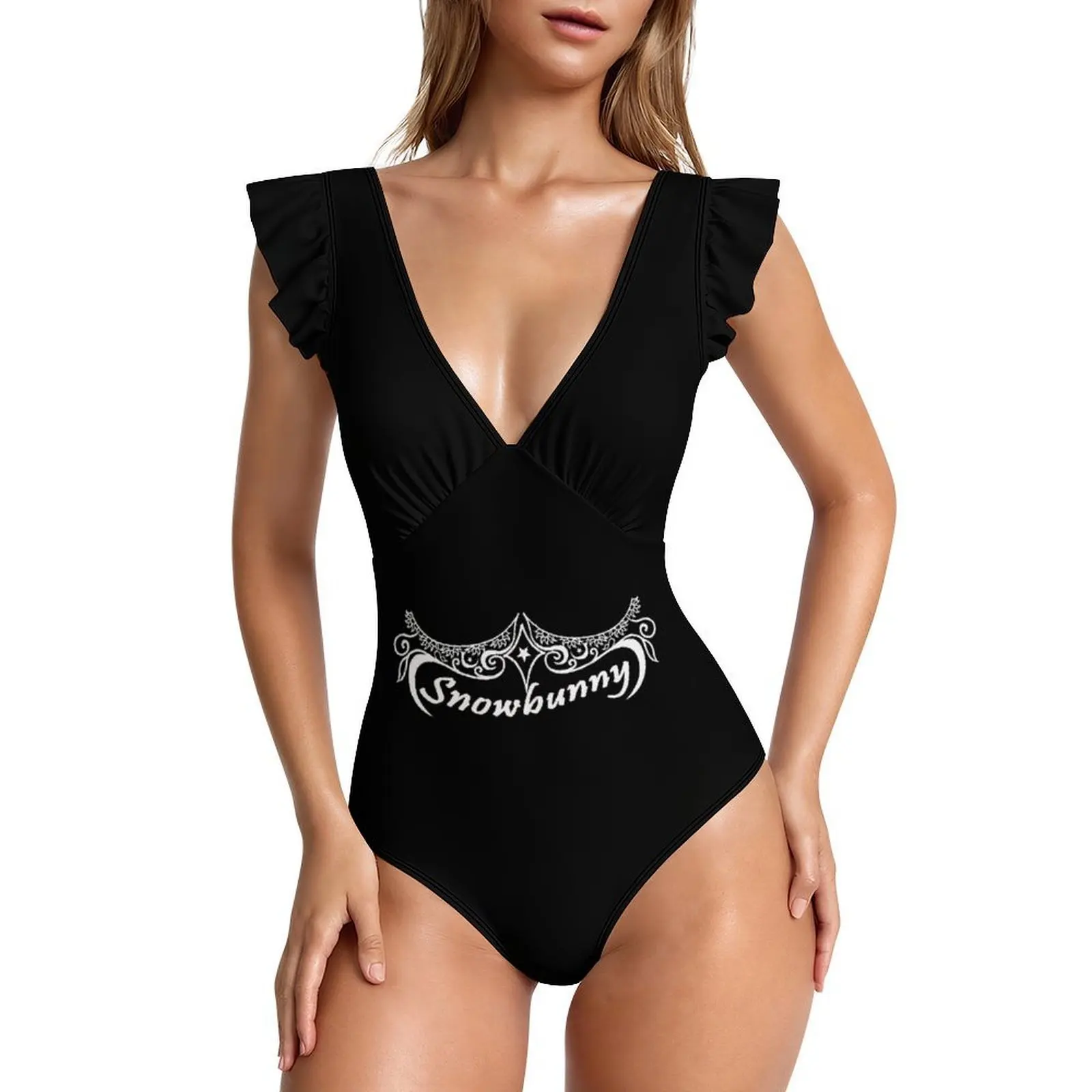 Snow Rabbit women's one-piece swimsuit sexy V-neck swimsuit ruffled belly control Monokini swimsuit s-XXL - view 5