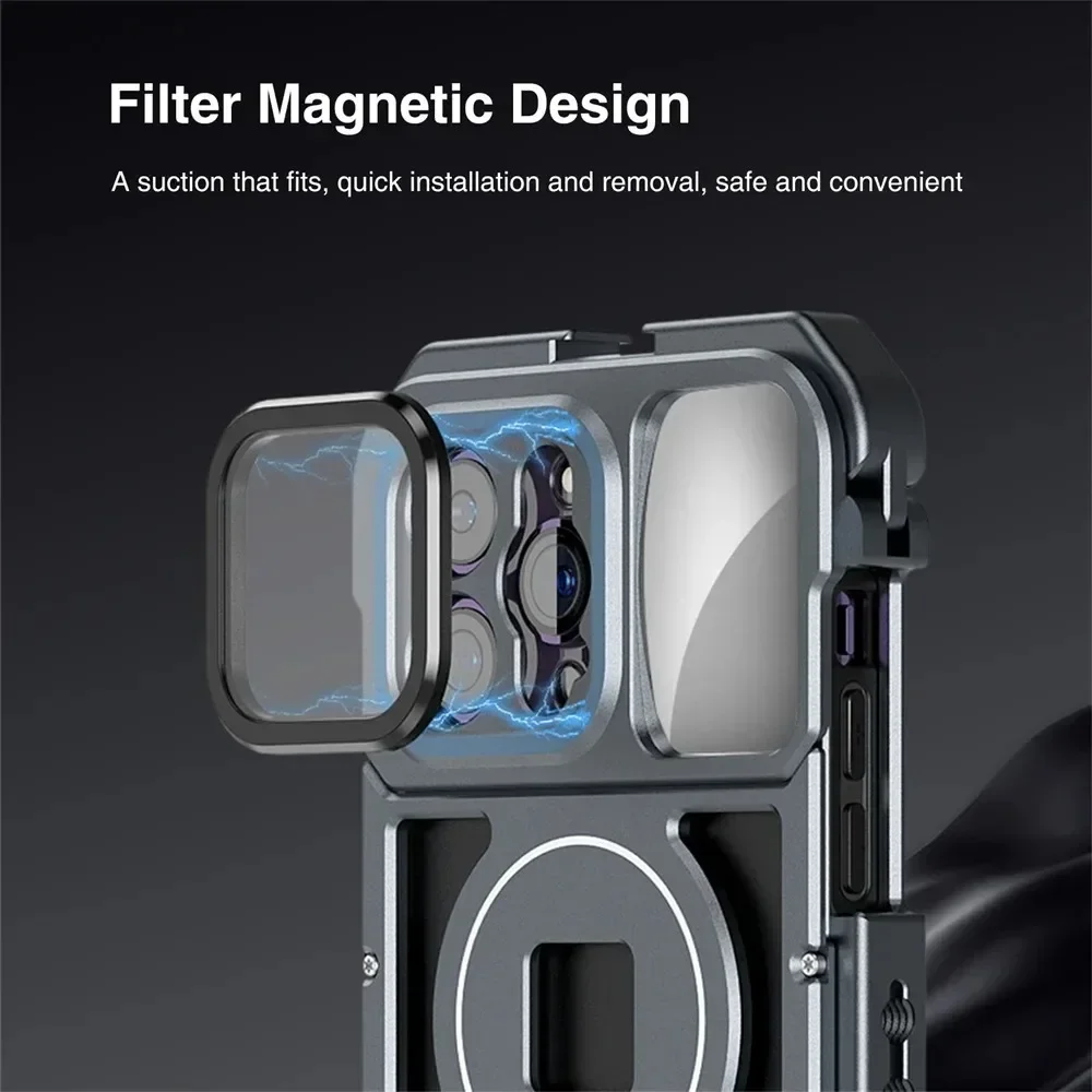 

Magnetic Quick Release Phone Cage Video Vlog Rig Handle for Iphone 14Pro Max Phone Stabilizer Photography Video Filmmaking