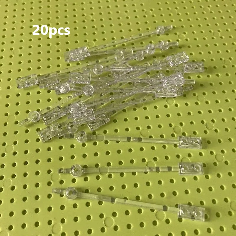20 piezas de soporte transparente para muñecas de bloques de construcción MOC, ABS, poste de soporte 1x12 con poste de lámpara de 1x2, accesorio de bloques de construcción DIY