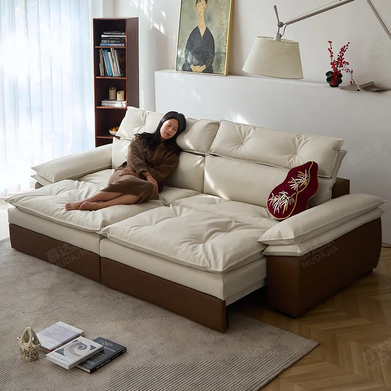 Modern Beige Fabric Electric Sofa Strong Full Size Designer Luxury Recliner Sofa Lounges Apartments Divano Moderno Furniture