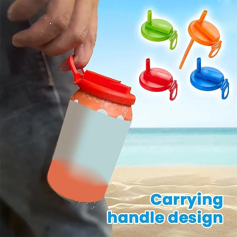 

Plastic Soda Can Lids Replacement Splash Proof Can Covers With Two Straws For Soda Cup Lid Beer Bottle Accessories Equipped