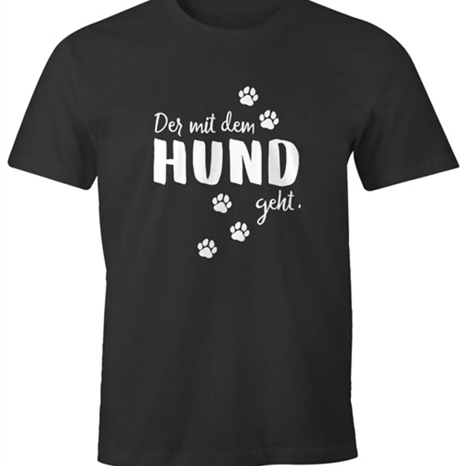Men's T shirt with dog motif the one who walks paw prints vintage Washed Versatile Slightly streetwear Unisex Comfortable