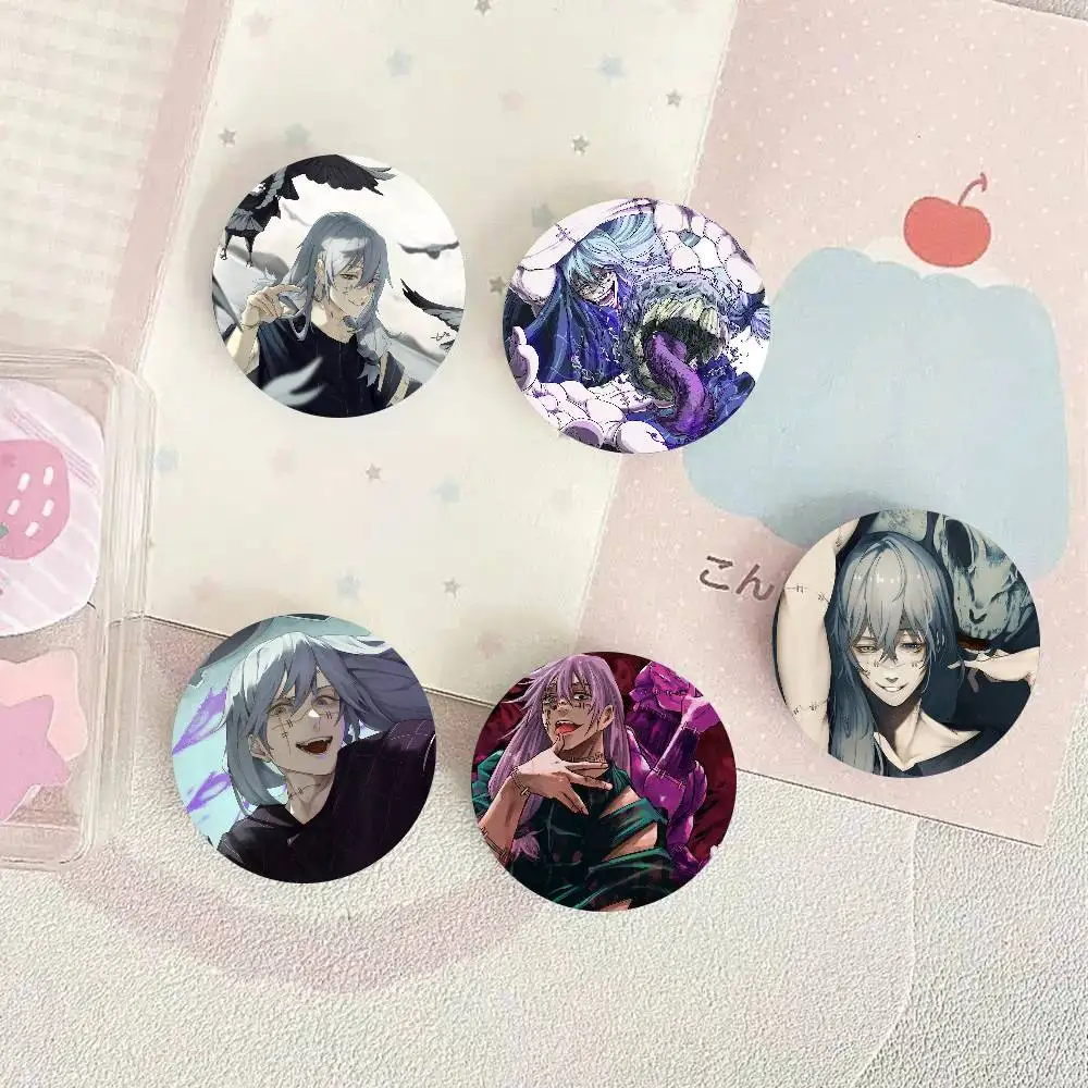 M-mahito Jujutsu Kaisen Anime Cartoon Style Badge Brooches On Backpack Decoration Round Enamel Pins For Accessorys