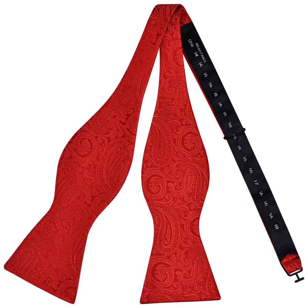 GUSLESON Kwaliteit Zwart Rood Paisley Zijde Heren Zelfbinder Boog Verstelbare Bloemen Zelfgebonden Strikjes Voor Mannen Pak Bruiloft