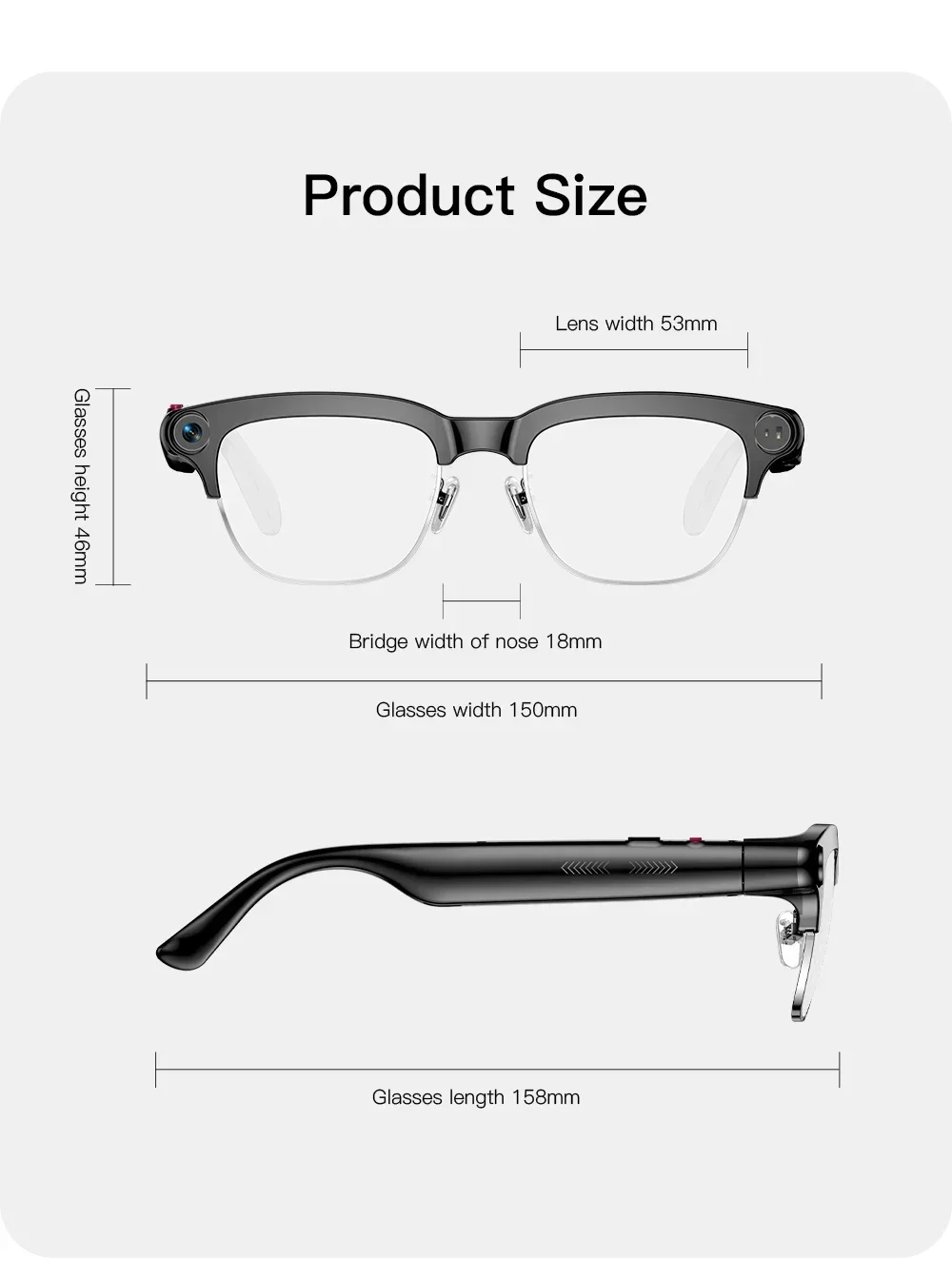 Neue KI-Videoaufnahme-Smartbrille mit Echtzeit-Übersetzung, 800W HD-Kamera, KI-Sprachassistent, Aufnahmefunktion und Dual-Lautsprechern – Sonnenbrille – Detail 15