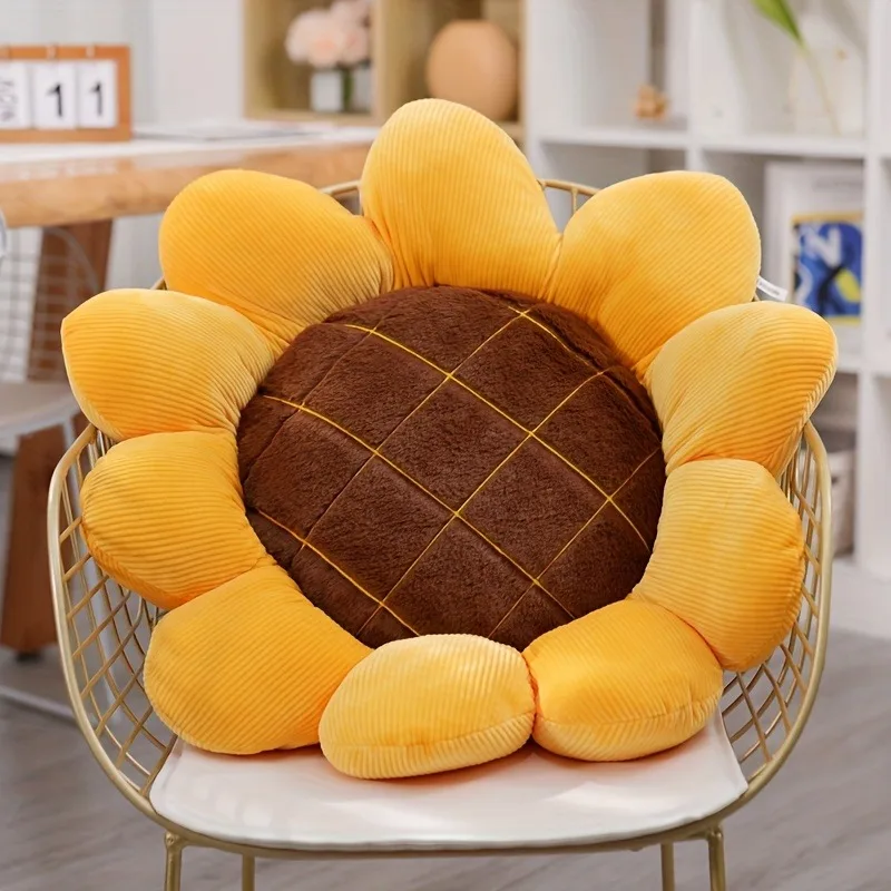 Cojín de felpa de girasol para oficina, almohada para sala de estar, sofá, cabecera, almohadilla decorativa de felpa, cojín trasero de felpa para asiento de coche