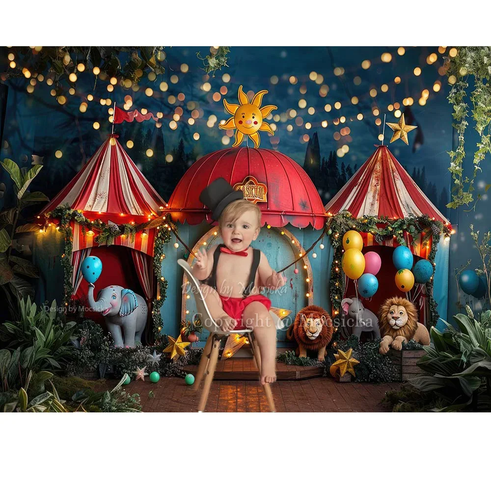 Circus Feast Night Photography Background Boy Girl Birthday Portrait Backdrop Animal Forest Tent Kid Cake Smash Photozone Studio