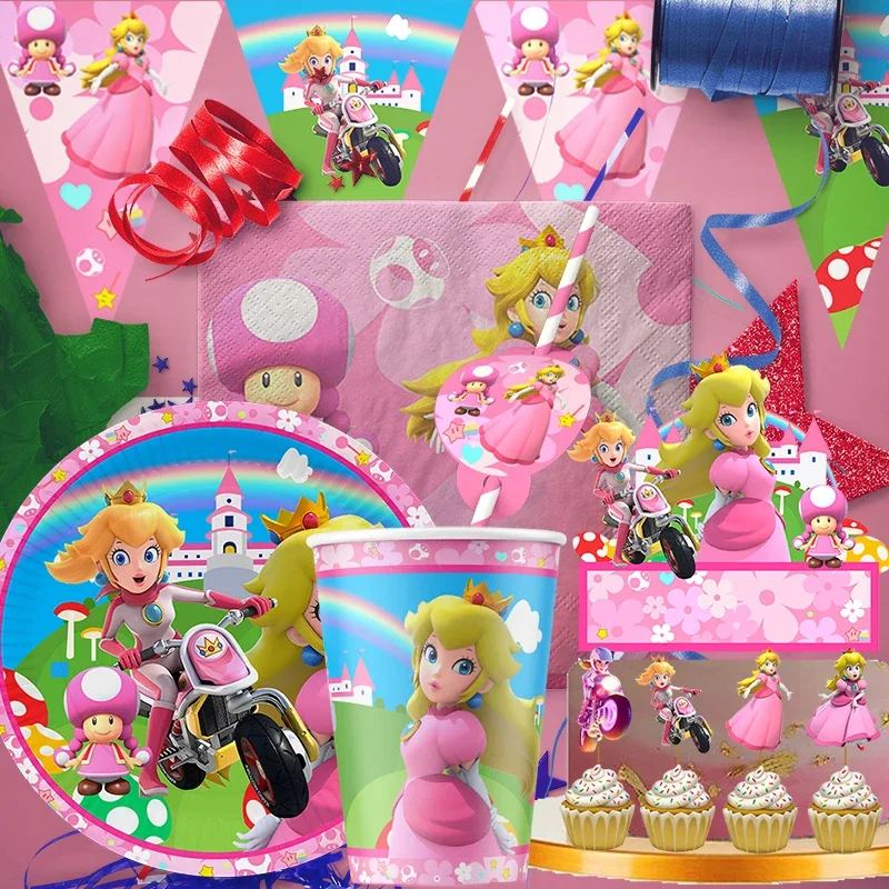 Super Mario Bros-Princess Party Supplies Tableware Set Cup Plates Napkins For Kids Birthday Decoration Boysand Girls Baby Shower