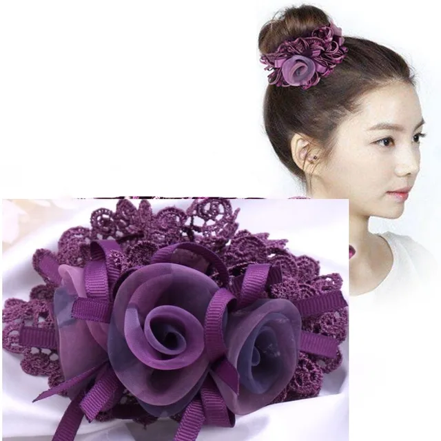 Gumki do włosów z kwiatami Eleganckie koronkowe scrunchies Gumki do kucyka z kwiatami Duże gumki do włosów