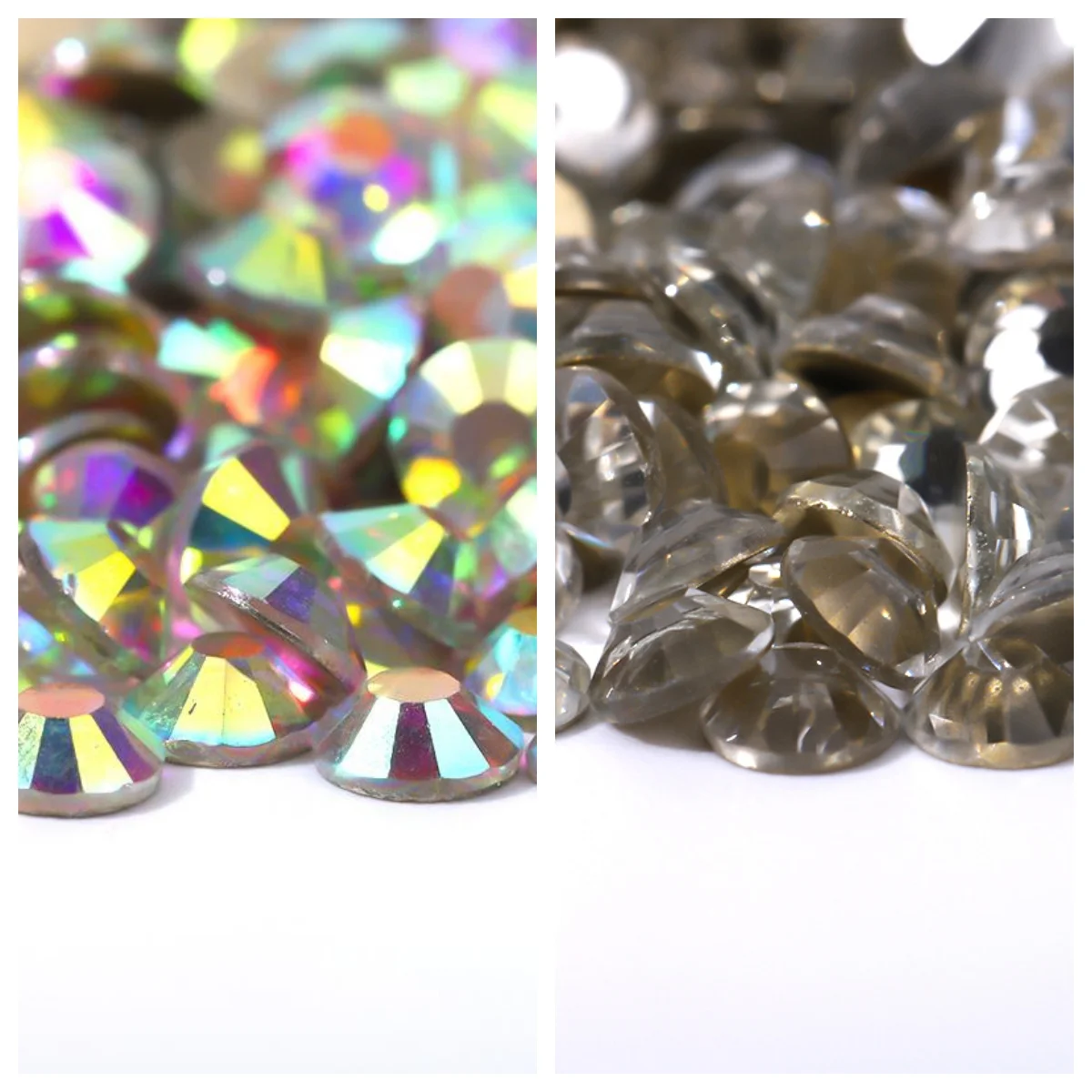 SS6-30 Goldboden Weiß AB Glas Nail Art Dekorationen Flatback Strass Charm Nicht HotFix Kleber auf Kristall Hochzeitskleid Edelsteine