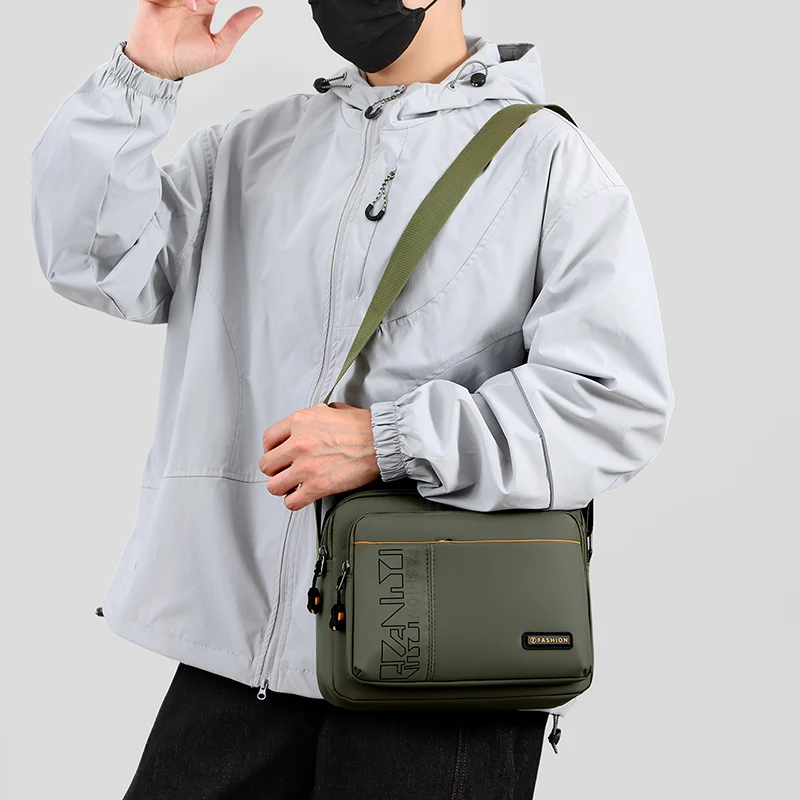 Wasserdichte Herren-Umhängetasche mit großem Fassungsvermögen – Robuste Nylon-Umhängetasche mit mehreren Taschen für Reisen und Arbeit – Detail 10