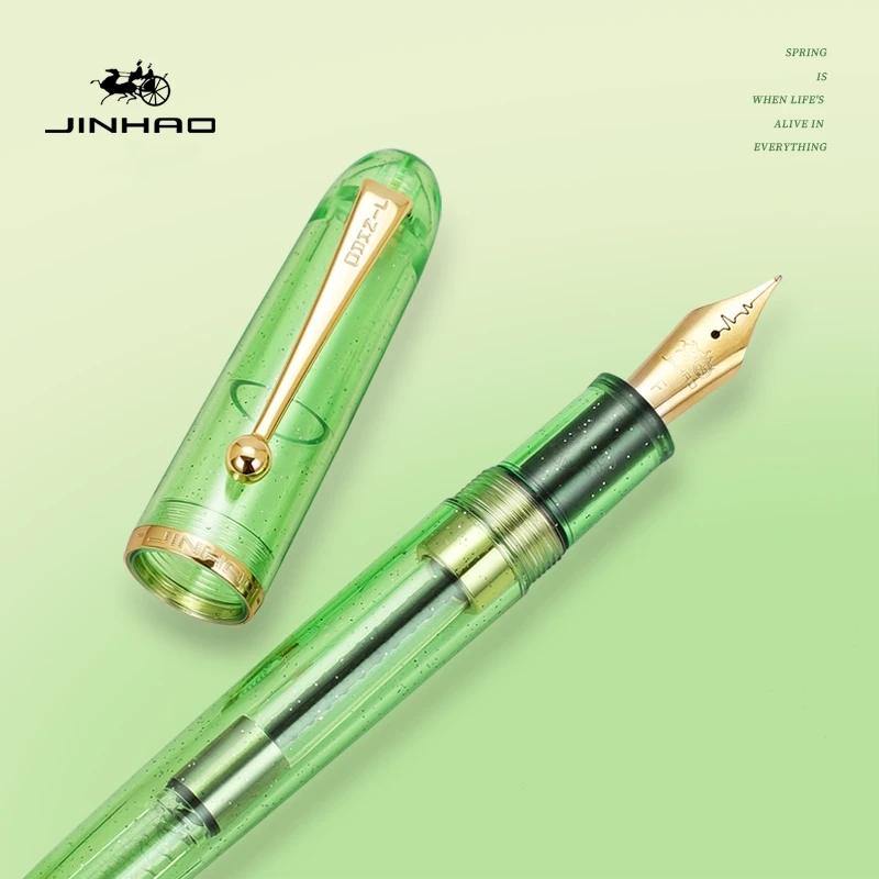 

Jinhao 9013 Fountain Pen Four Seasons Color Transparent Barrel Portable Clip Heartbeat F Nib for Office Signature School A7702