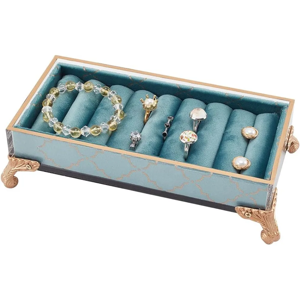 1pcs Velvet Ring Organizer 8 Slots Ring Display Stand Jewelry Tray Box Earring Holder Organizer Jewelry Display Holder for Ring