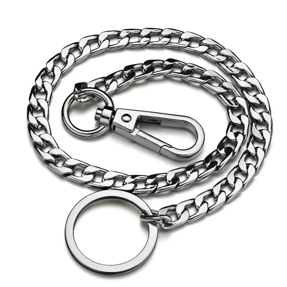 Corrente de Metal de 42cm para Chaveiro, Carteira e Cinto, Estilo Rock Punk Hipster HipHop, Joia Masculina para Calças Jeans, Corrente de Argola para Chaves