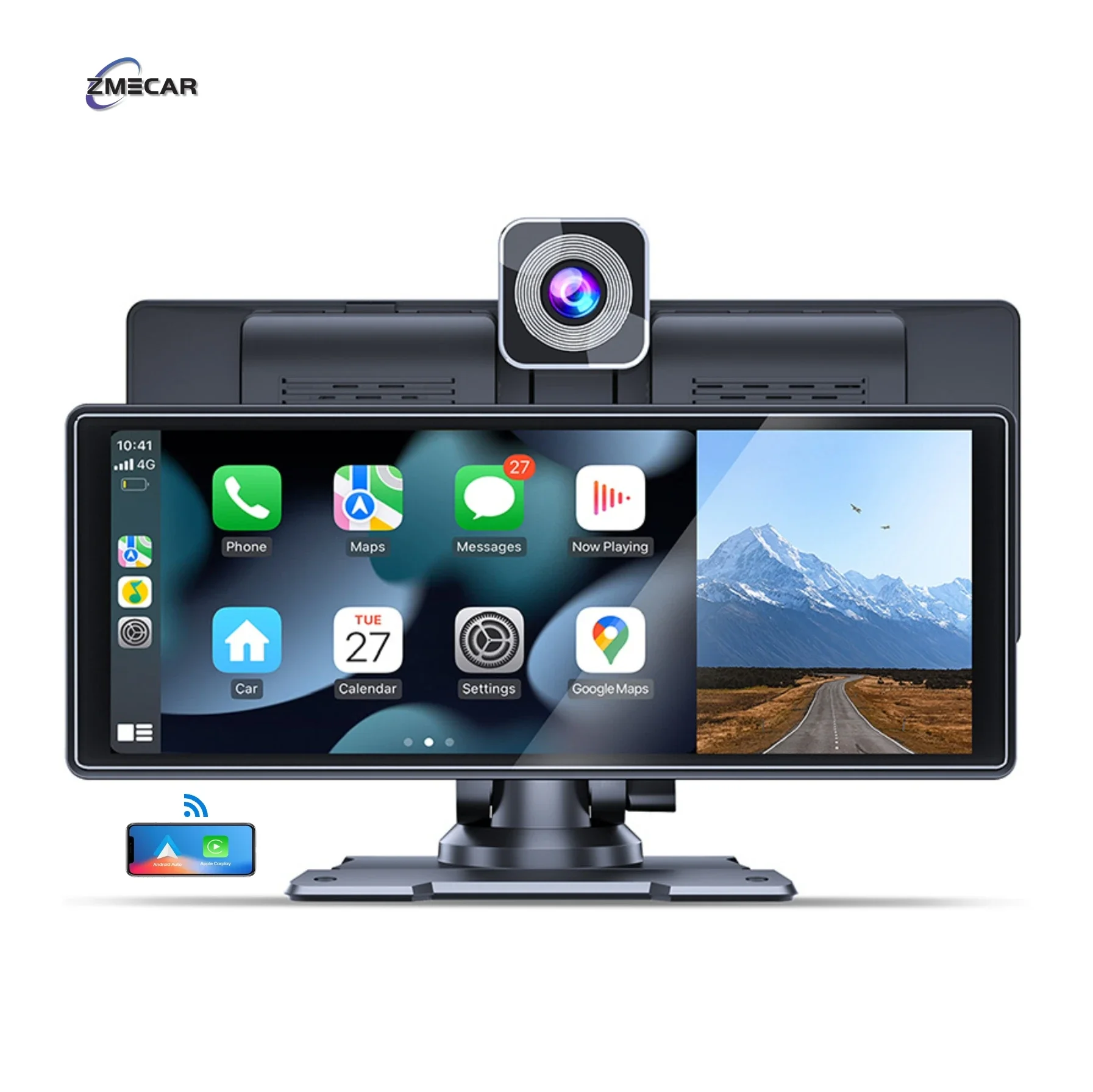 Zmecar Android PND MTK 8127 10.26 Inch Car Screen GPS DVR BT FM Portable Carplay Universal Touch Screen Wireless Link
