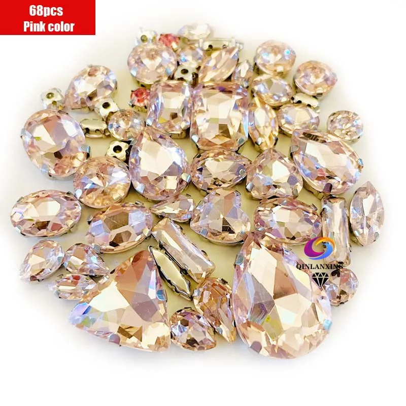 68Pcs Mix Kristall Splitter Klaue Einstellung Strass Nähen Kleiden Für Handarbeit Stein DIY Nähen Auf Hochzeit Kleid Schuhe Taschen – Detail 17